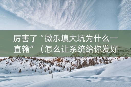 厉害了“微乐填大坑为什么一直输”（怎么让系统给你发好牌)
