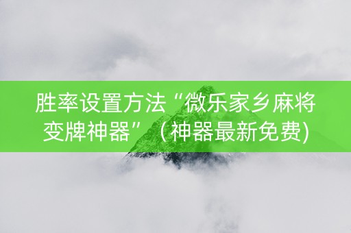 胜率设置方法“微乐家乡麻将变牌神器”（神器最新免费)