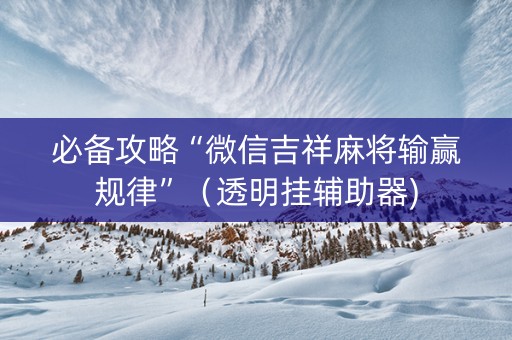 必备攻略“微信吉祥麻将输赢规律”（透明挂辅助器)