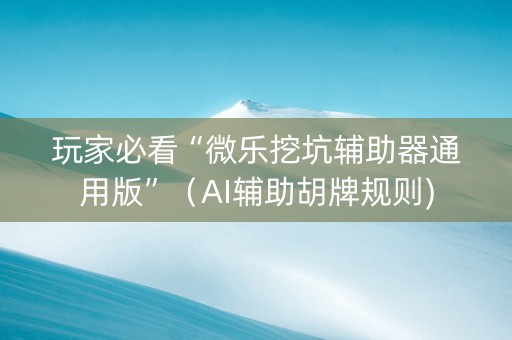 玩家必看“微乐挖坑辅助器通用版”（AI辅助胡牌规则)