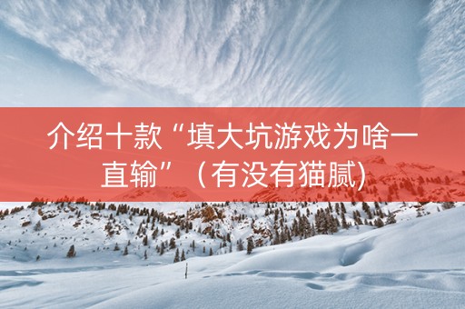 介绍十款“填大坑游戏为啥一直输”（有没有猫腻)