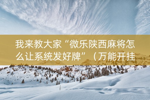 我来教大家“微乐陕西麻将怎么让系统发好牌”（万能开挂神器)