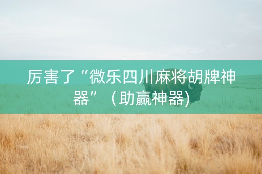 厉害了“微乐四川麻将胡牌神器”（助赢神器)