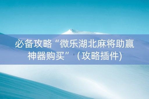 必备攻略“微乐湖北麻将助赢神器购买”（攻略插件)