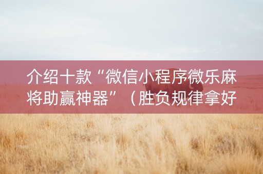 介绍十款“微信小程序微乐麻将助赢神器”（胜负规律拿好牌)