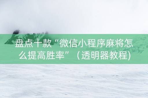 盘点十款“微信小程序麻将怎么提高胜率”（透明器教程)