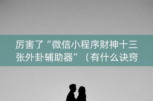 厉害了“微信小程序财神十三张外卦辅助器”（有什么诀窍)