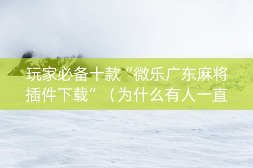 玩家必备十款“微乐广东麻将插件下载”（为什么有人一直赢)