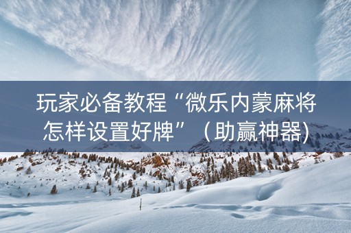 玩家必备教程“微乐内蒙麻将怎样设置好牌”（助赢神器)