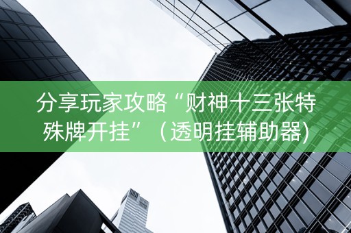 分享玩家攻略“财神十三张特殊牌开挂”（透明挂辅助器)