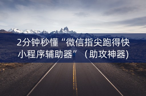 2分钟秒懂“微信指尖跑得快小程序辅助器”（助攻神器)