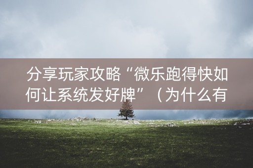 分享玩家攻略“微乐跑得快如何让系统发好牌”（为什么有人一直赢)