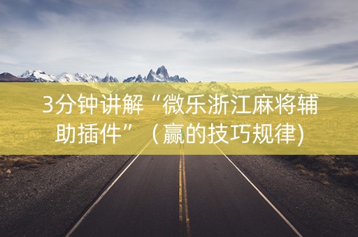 3分钟讲解“微乐浙江麻将辅助插件”（赢的技巧规律)