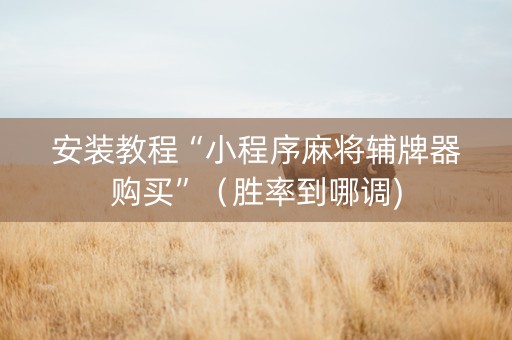 安装教程“小程序麻将辅牌器购买”（胜率到哪调)