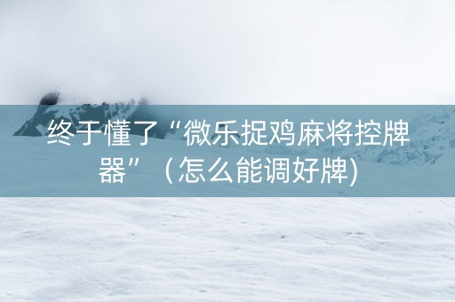 终于懂了“微乐捉鸡麻将控牌器”（怎么能调好牌)