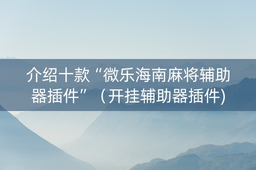 介绍十款“微乐海南麻将辅助器插件”（开挂辅助器插件)