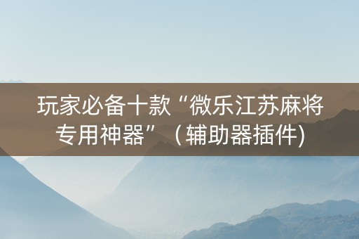 玩家必备十款“微乐江苏麻将专用神器”（辅助器插件)