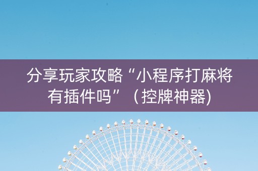 分享玩家攻略“小程序打麻将有插件吗”（控牌神器)