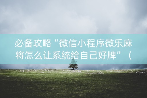必备攻略“微信小程序微乐麻将怎么让系统给自己好牌”（万能开挂器)