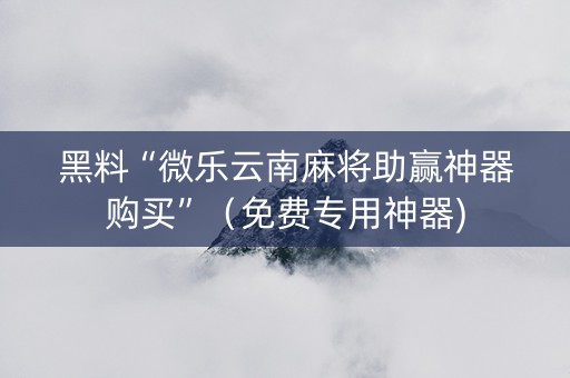 黑料“微乐云南麻将助赢神器购买”（免费专用神器)