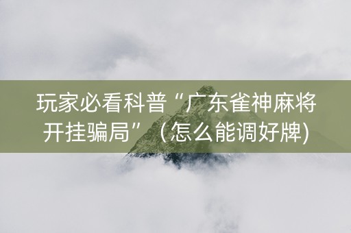 玩家必看科普“广东雀神麻将开挂骗局”（怎么能调好牌)