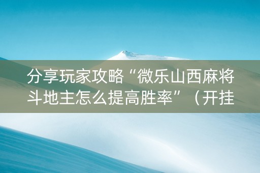 分享玩家攻略“微乐山西麻将斗地主怎么提高胜率”（开挂神器下载)