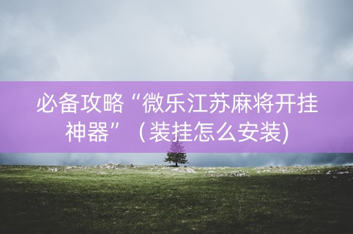 必备攻略“微乐江苏麻将开挂神器”（装挂怎么安装)