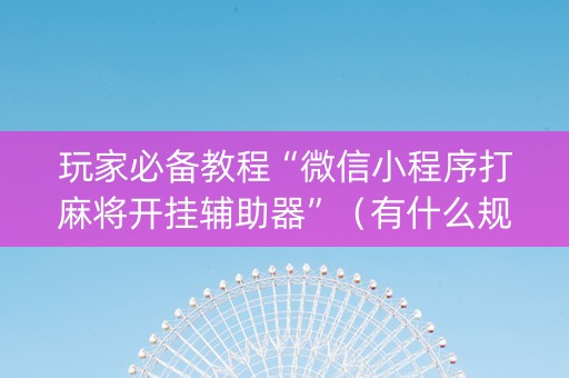 玩家必备教程“微信小程序打麻将开挂辅助器”（有什么规律)