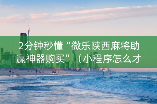 2分钟秒懂“微乐陕西麻将助赢神器购买”（小程序怎么才会赢)