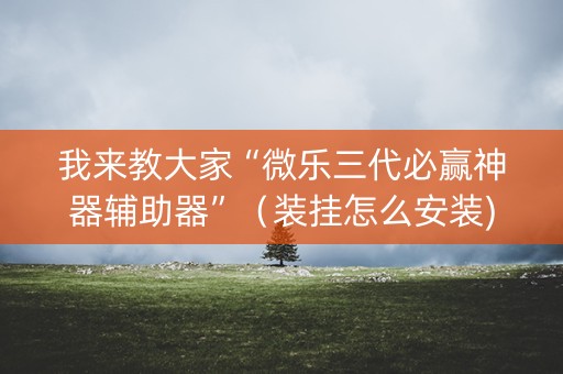 我来教大家“微乐三代必赢神器辅助器”（装挂怎么安装)