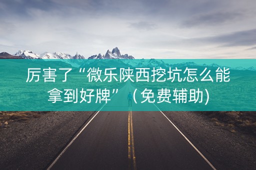 厉害了“微乐陕西挖坑怎么能拿到好牌”（免费辅助)