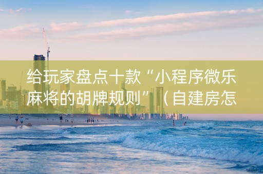 给玩家盘点十款“小程序微乐麻将的胡牌规则”（自建房怎么拿好牌)