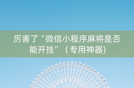 厉害了“微信小程序麻将是否能开挂”（专用神器)