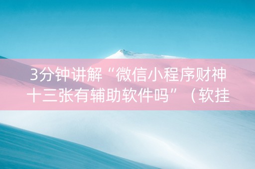 3分钟讲解“微信小程序财神十三张有辅助软件吗”（软挂神器)