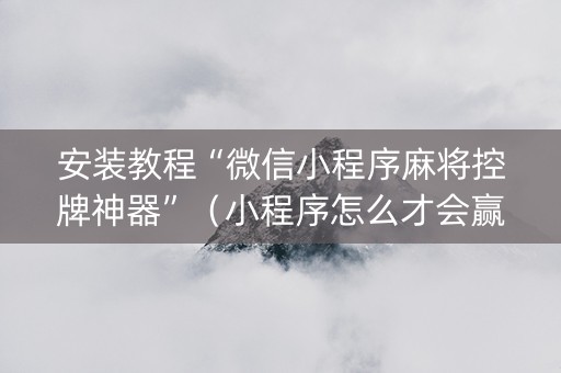 安装教程“微信小程序麻将控牌神器”（小程序怎么才会赢)