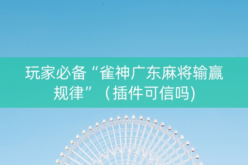 玩家必备“雀神广东麻将输赢规律”（插件可信吗)