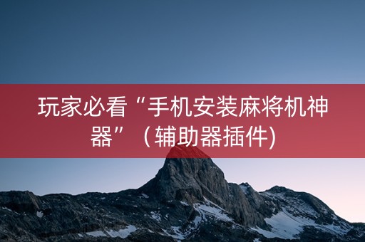 玩家必看“手机安装麻将机神器”（辅助器插件)