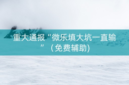 重大通报“微乐填大坑一直输”（免费辅助)