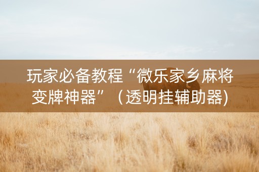 玩家必备教程“微乐家乡麻将变牌神器”（透明挂辅助器)