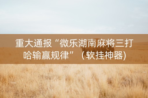 重大通报“微乐湖南麻将三打哈输赢规律”（软挂神器)