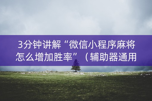 3分钟讲解“微信小程序麻将怎么增加胜率”（辅助器通用版)