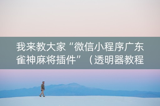 我来教大家“微信小程序广东雀神麻将插件”（透明器教程)