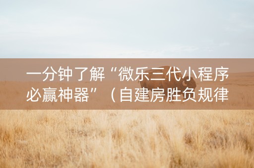 一分钟了解“微乐三代小程序必赢神器”（自建房胜负规律)
