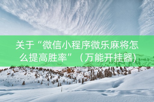 关于“微信小程序微乐麻将怎么提高胜率”（万能开挂器)