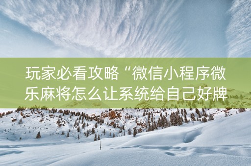 玩家必看攻略“微信小程序微乐麻将怎么让系统给自己好牌”（自建房怎么赢)