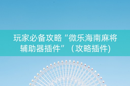 玩家必备攻略“微乐海南麻将辅助器插件”（攻略插件)