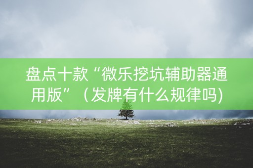盘点十款“微乐挖坑辅助器通用版”（发牌有什么规律吗)