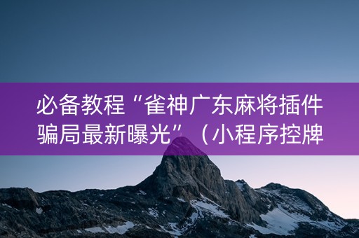 必备教程“雀神广东麻将插件骗局最新曝光”（小程序控牌器)