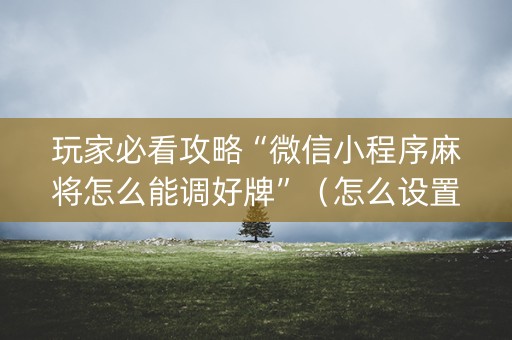 玩家必看攻略“微信小程序麻将怎么能调好牌”（怎么设置能有好牌)