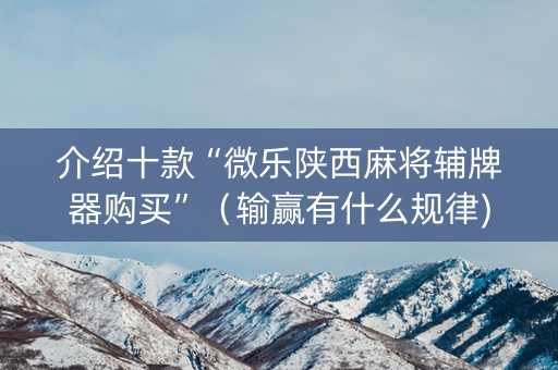 介绍十款“微乐陕西麻将辅牌器购买”（输赢有什么规律)